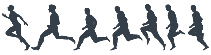 This is an image of silhouettes running