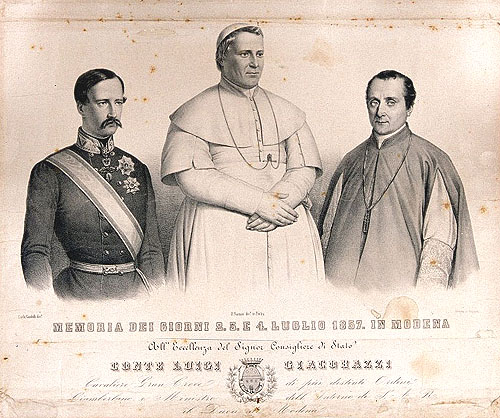 King Francis I, Pope Pius IX, and Monsignor Francesco Emilio Cugini