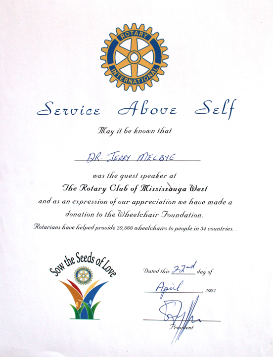 Rotary Certificates