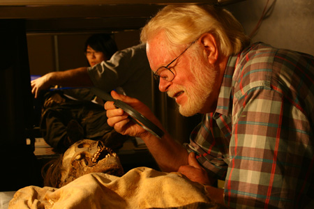 Dr Melbye Examines a Skeleton