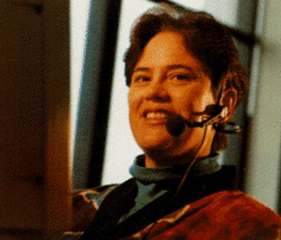 Screenshot of person with headset