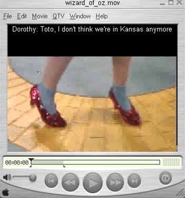 Screenshot of Wizard of Oz Video Clip with captions