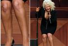 Christina Aguilera's heartfelt performance at Etta James' funeral on Jan. 28, 2012 was overshadowed by her dirrty legs. Streaks of what appeared to be fake tanner ran down the side and front of both her legs.