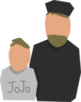 2D Graphic of a Dictator, Jo the First, and his son, JoJo