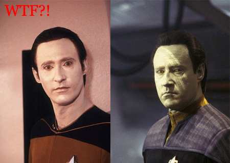  in the Star Trek movies? Why the hell does Data get older and fatter?