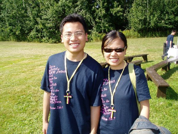 Taking a picture with my sister. She was part of the liturgy team, the first aid team, and the 'translation' team. Thanks for all your help!! ECCCLC appreciates your help.