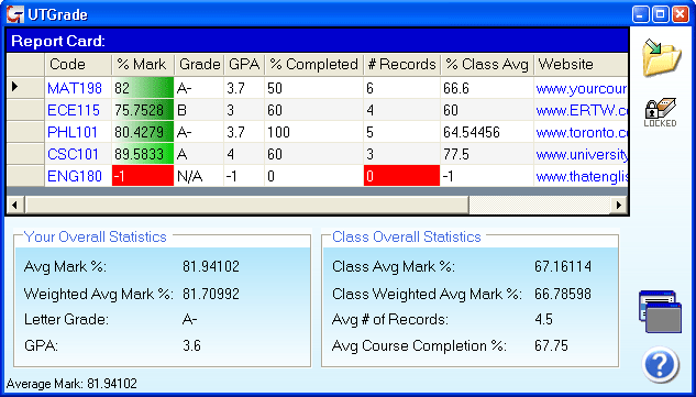 UTGrade - Keep track of and calculate your school grade