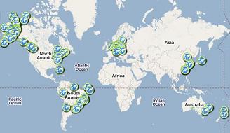 A worldwide map of conference locations for World Usability Day